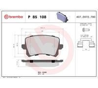 Brake Pads Set fits VW PASSAT 362, 365 1.4 Rear 10 to 14 Brembo 3C0698451C New