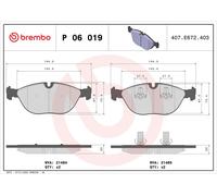 Brake Pads Set Front P06019 Brembo 3B7698151 8D0698151D 8N0698151D 34111162884