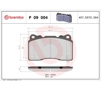 Brake Pads Set Front P09004 Brembo 00K68232820AA 68232820AA 45022TGHA12 23325