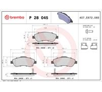 Brake Pads Set Front P28045 Brembo 45022SWWG00 45022SWWG01 45022SWWG02 24639 New