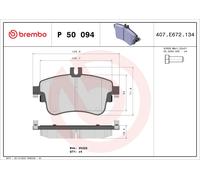 Brake Pads Set Front P50094X Brembo 0004201405 0004202902 0064204820 0084200420