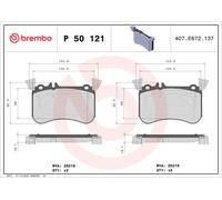 Brake Pads Set Front P50121 Brembo 0004204100 0004207800 0074201220 0074203120