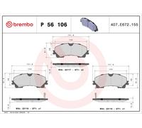 Brake Pads Set Front P56106 Brembo AY040NS170 AY040NS943 D10604CC0A D10604GA0J