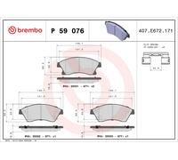 Brake Pads Set Front P59076 Brembo 13301207 13374966 13412272 1605169 1605261