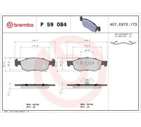 Brake Pads Set Front P59084 Brembo 1605280 95517028 95524972 22144 22143 Quality