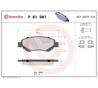 Brake Pads Set Front P61081 Brembo 1611456980 1617264880 425327 425328 425474
