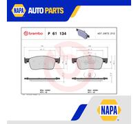 Brake Pads Set Front P61134 Brembo 1613260780 1675991780 1680791780 1678168280