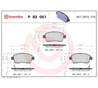 Brake Pads Set Front P83051 Brembo 044650D020 044650D030 044650W050 044650W080