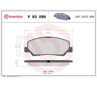 Brake Pads Set Front P83099 Brembo 0446528520 24601 D15248732 Quality Guaranteed