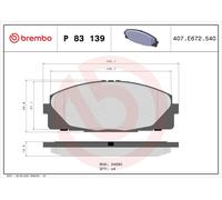 Brake Pads Set Front P83139 Brembo 0446526420 0446526421 24680 D14348552 Quality