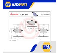 Brake Pads Set Front P85085 Brembo 3BD698151 4B0698151AB 4B0698151AF 4B0698151E