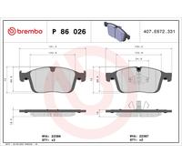 Brake Pads Set P86026 Brembo 31445985 31445986 22387 22386 D18669095 Quality New