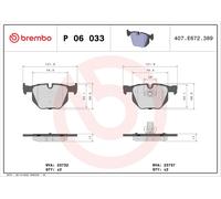 Brake Pads Set Rear P06033X Brembo 34212339276 34212339277 34212339278 23737 New