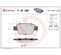 Brake Pads Set Rear P23080 Brembo 71769094 71770014 71772225 71796094 77362271