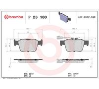 Brake Pads Set Rear P23180 Brembo 68318394AA 68501180AA 77367718 77368283 22605