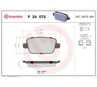 Brake Pads Set Rear P24075 Brembo 1438867 1439867 1459408 1477803 15662234 24537