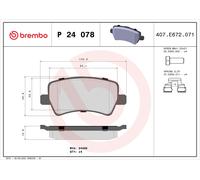 Brake Pads Set Rear P24078 Brembo 1426143 1426144 1439866 1459450 1503969 24496