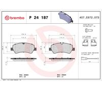 Brake Pads Set Rear P24187 Brembo 1916327 2006029 2480690 KTMK312K021AA 25604