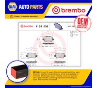 Brake Pads Set Rear P28038 Brembo 43022SMGE00 43022SMGE01 43022SMGE02 24518 New