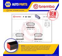 Brake Pads Set Rear P30046 Brembo 583021JA30 583021JA31 24950 24951 Quality New