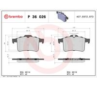 Brake Pads Set Rear P36026 Brembo C2D3792 25115 25114 D14498617 Quality New