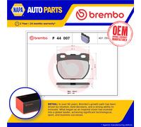 Brake Pads Set Rear P44007 Brembo SFP000160 SFP000280 STC1277 STC1601 23471 New