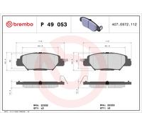 Brake Pads Set Rear P49053 Brembo KAY02648Z KAY02648ZA KBY62648Z 22333 22332 New