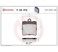 Brake Pads Set Rear P50072 Brembo 0004207904 0034202720 00342027200090 21919 New