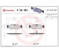 Brake Pads Set Rear P50081 Brembo 2D0698451A 2D0698451C 2D0698451D 0004212410