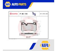 Brake Pads Set Rear P50110 Brembo 0004203400 0054209020 0064207820 0074209320