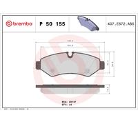 Brake Pads Set Rear P50155 Brembo 9074208101 9074208600 9104203600 9104203700