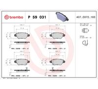 Brake Pads Set Rear P59031 Brembo 09117717 09195685 09198598 1605025 1605037 New