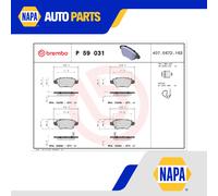 Brake Pads Set Rear P59031 Brembo 09117717 09195685 09198598 1605025 1605037 New