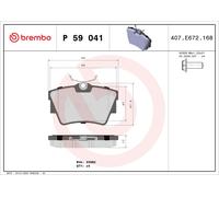 Brake Pads Set Rear P59041 Brembo 0006000620052 6000620052 4406000Q2E 4406000QAF
