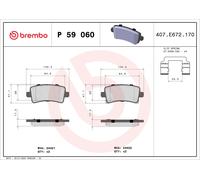 Brake Pads Set Rear P59060 Brembo 13237766 13338368 13343451 1605104 1605179 New