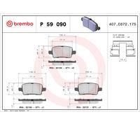 Brake Pads Set Rear P59090 Brembo 39021615 39037199 95526568 13454674 84881072