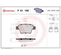 Brake Pads Set Rear P61100 Brembo 425340 425401 425419 425440 E172270 24737 New