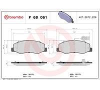 Brake Pads Set Rear P68061 Brembo 4406000Q0G 4406000Q0M 4406000Q1K 4406000Q2J
