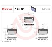 Brake Pads Set Rear P83057 Brembo 0446642010 0446642020 0446642030 0446642040