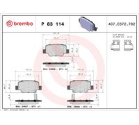 Brake Pads Set Rear P83114 Brembo 044660F010 044660F011 04466YZZE7 24927 24928