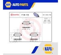 Brake Pads Set Rear P83114 Brembo 044660F010 044660F011 04466YZZE7 24927 24928