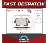 Brake Pads Set Rear P85108 Brembo 3C0698451C 24483 D13488213 Quality Guaranteed