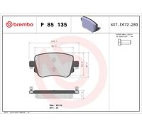 Brake Pads Set Rear P85135 Brembo 2K5698451A 2K5698451B 2Q0698451D 5Q0698451B