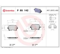 Brake Pads Set Rear P85142 Brembo 8U0698451D 8U0698451E 24483 22186 D13489196