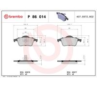 Brake Pads Set Rear P86014 Brembo 272399 2723997 272944 274334 30648382 23077