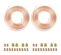 Brake Pipe, Brake line 3/16"(4.76mm) x 50ft(15.24m) Copper Coated Steel Tubing with 32 Nuts Fittings, OD 4.76mm, ID 3.3mm,Automotive Replacement Brake Lines kit,Car Inner Steel Brake Oil Pipe
