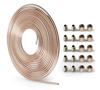 Brake Pipe Copper Coated Steel Tubing 32.8Ft. of 3/16" Automotive Replacement Brake Lines Kit with 20 Nuts Fittings (32.8Ft. of 3/16")