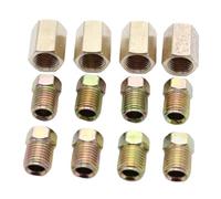 Brake Pipe Fittings 12Pcs 7/16 Inch-24 Threads Brake Union Threads Brake Line Nut Fittings Sets for 1/4 Inch Brake Line Tube
