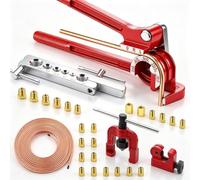 Brake Pipe Flaring Tool 3/16In for Vehicle Brake Air Conditioning Systems | Included 25Ft Copper-Plated Brake Lines,Brake line Bender,Single Flare Tool,Tube Cutter with 16 Fittings, 2 Unions and 4 Nuts