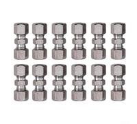 Brake Pipe Joint 4.75mm 12mm Hex Silver Finish | 12 pieces included, fits 4.75mm tubes, no flaring needed, iron material, for silver finish